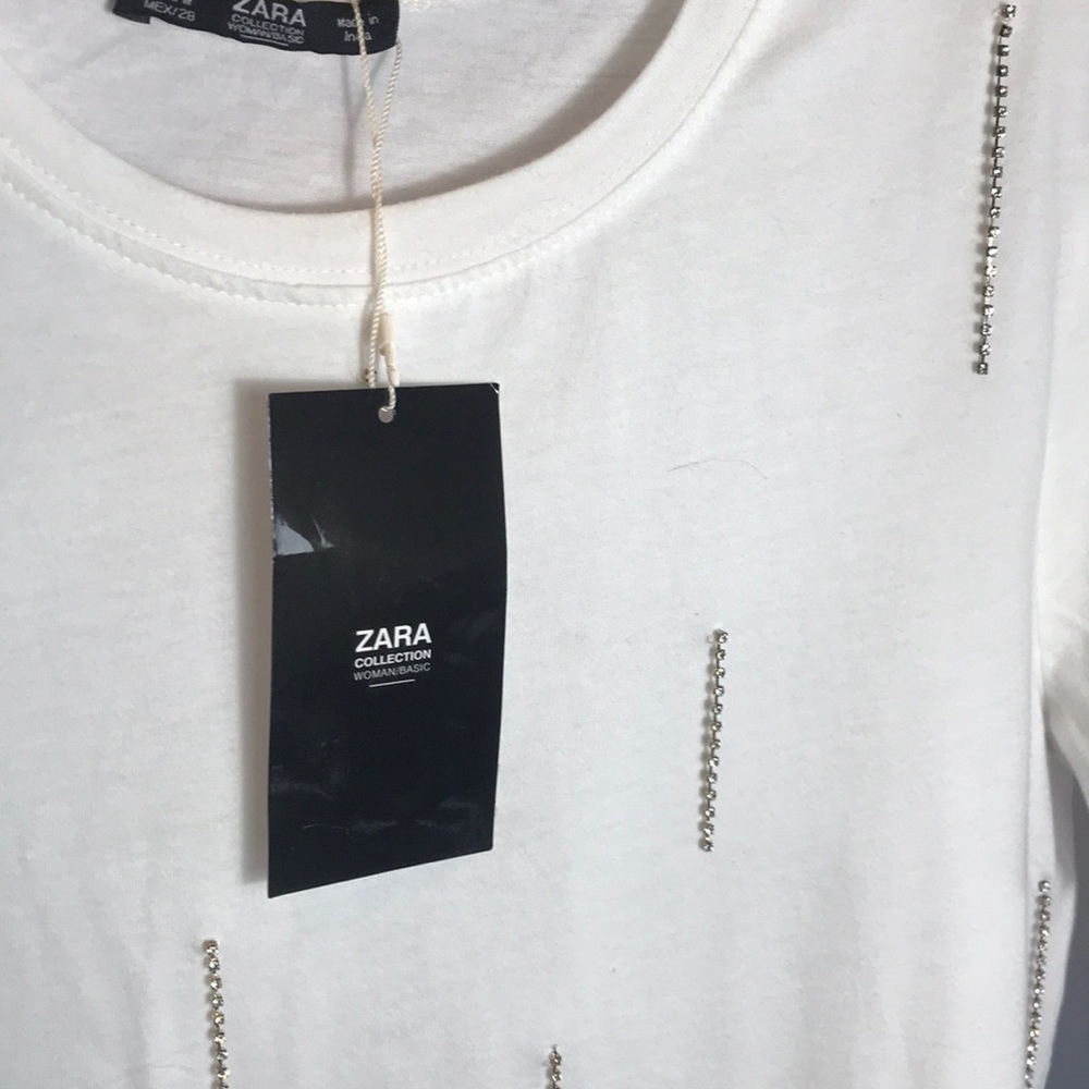 ZARA Collection TShirt with Cascading Rhinestones.